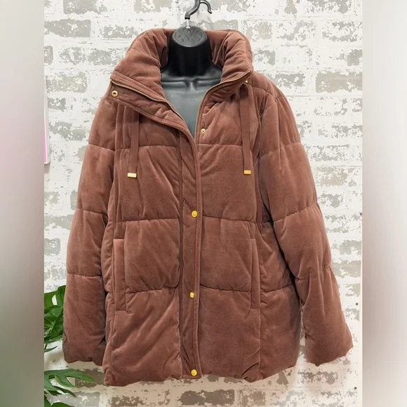 Isaac Mizrahi Plush Puffer Coat Dusty Mauve Size XL | Soft Quilted Jacket | EUC - Picture 4 of 7